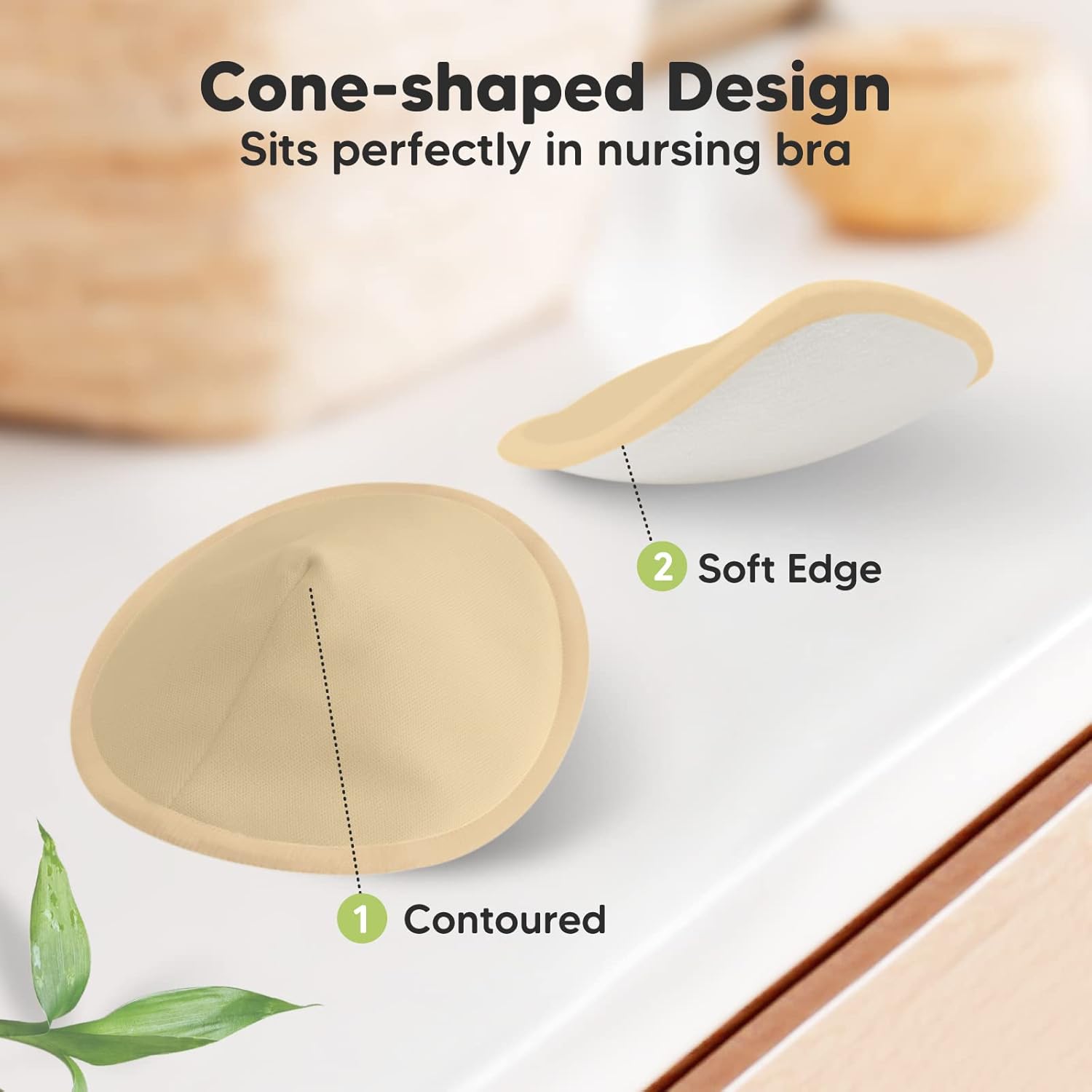 Organic Nursing Pads - 14 Washable Viscose Derived from Bamboo Breastfeeding Pads, Wash Bag