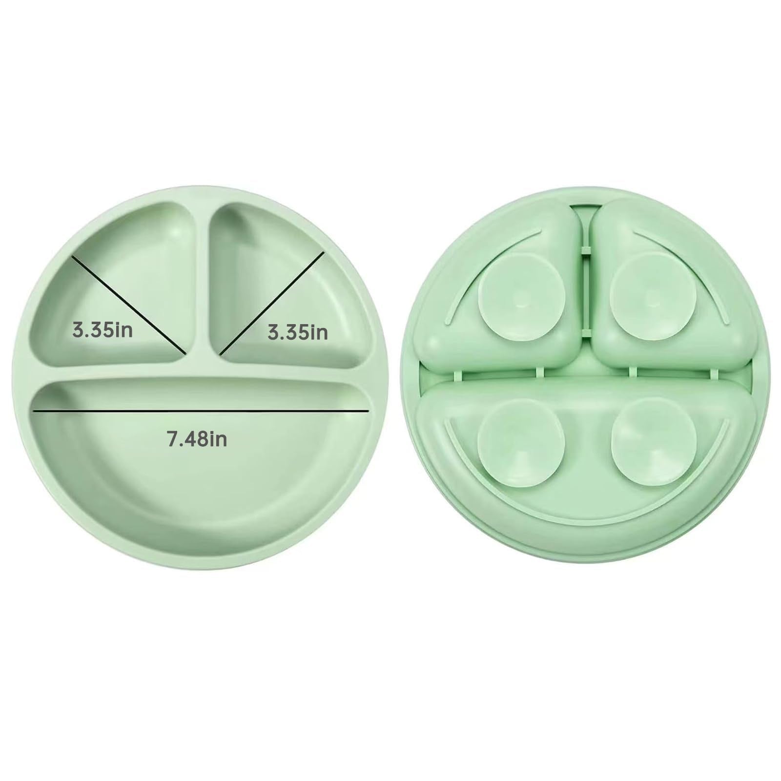 PandaEar Silicone Baby Feeding Set| 2 Pack Silicone Divided Suction Plate and 2 Pack Tiny Cup with