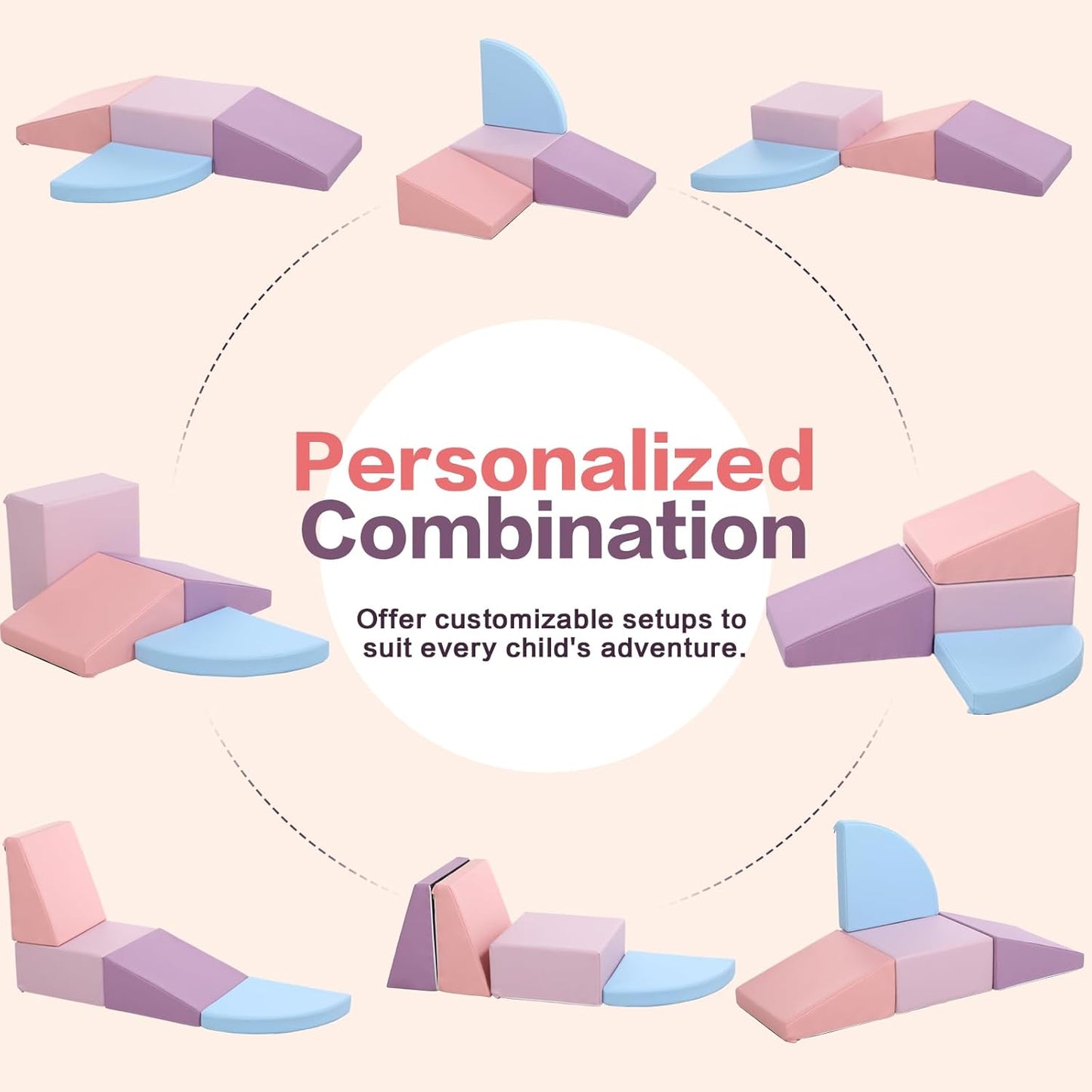 Climbing Foam Blocks for Toddlers: PU Leather Foam Blocks for Kids Active Play - Toddler Climbing Toys Indoor - Durable Playground Gym Preschool Toddler Toys for Boys and Girls (Purple/Pink)