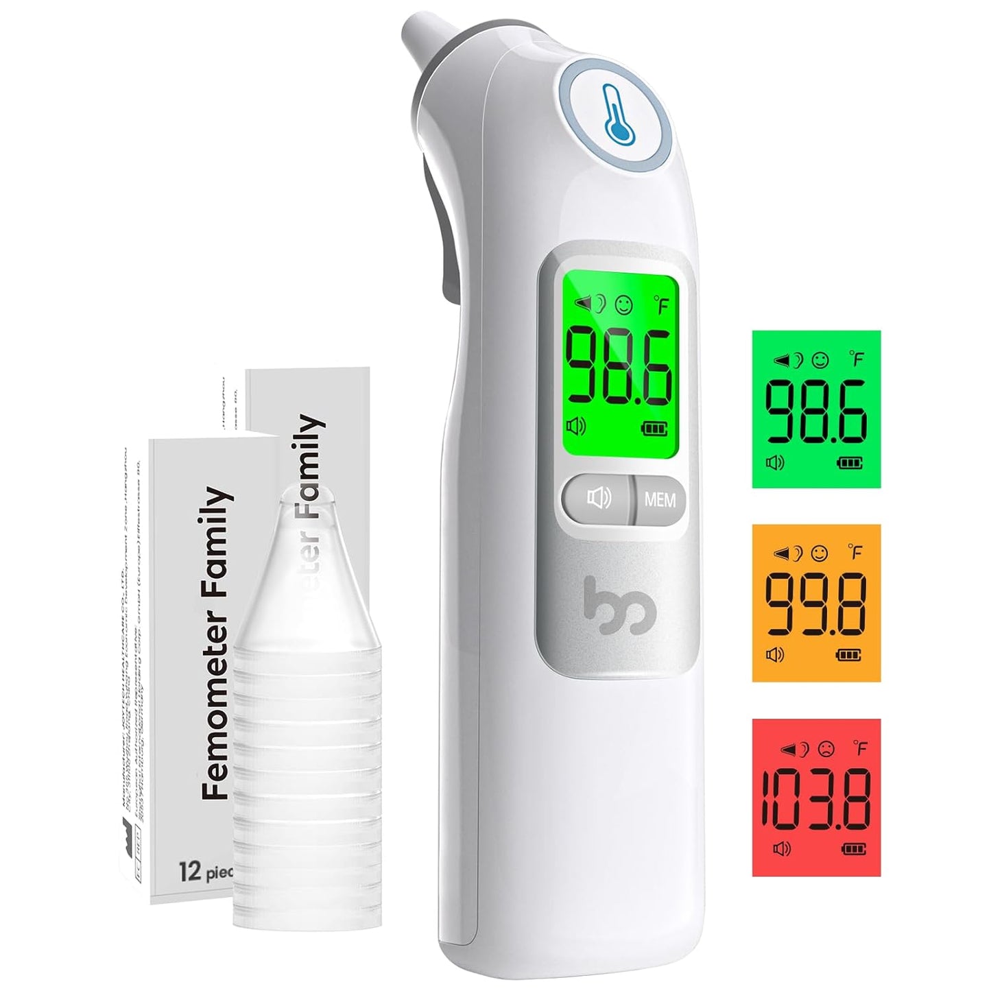 Ear Thermometer, Highly Accurate Ear Thermometer for Kids, Adults and Babies, 30 Memory Recall, 1s