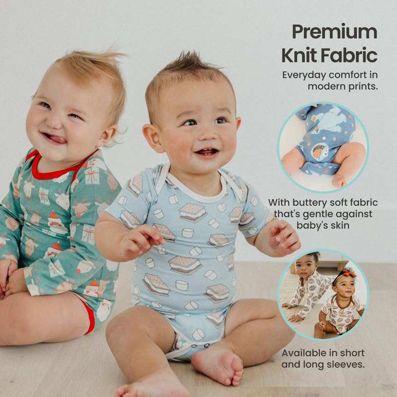 Copper Pearl Long Sleeve Bodysuit Baby: Ultra Soft Baby for Newborns, Boys, and Girls - Stylish, Comfortable, Overlap Shoulders, Premium Knit Fabric - Newborn, Prancer