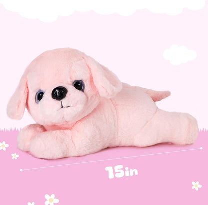 Glow Guards 15'' Pink Light up Musical Puppy Dog Stuffed Animal Soft Plush LED Night Lights Glow Bedtime Pal Birthday Children's Day Gifts for Toddler Kids