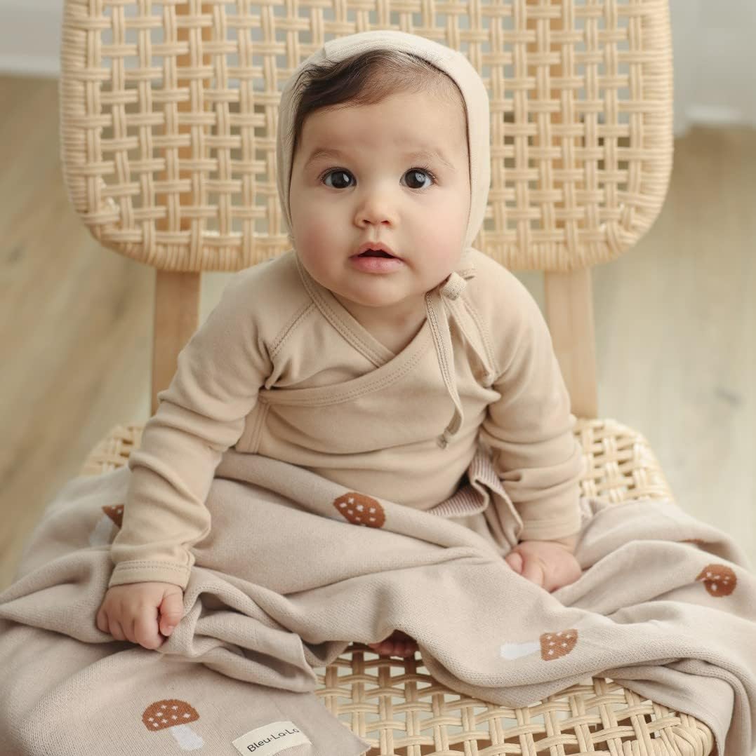 Mushroom Baby Blanket for Boys 100% Cotton Buttery Soft Cozy Receiving Swaddle Crib Stroller