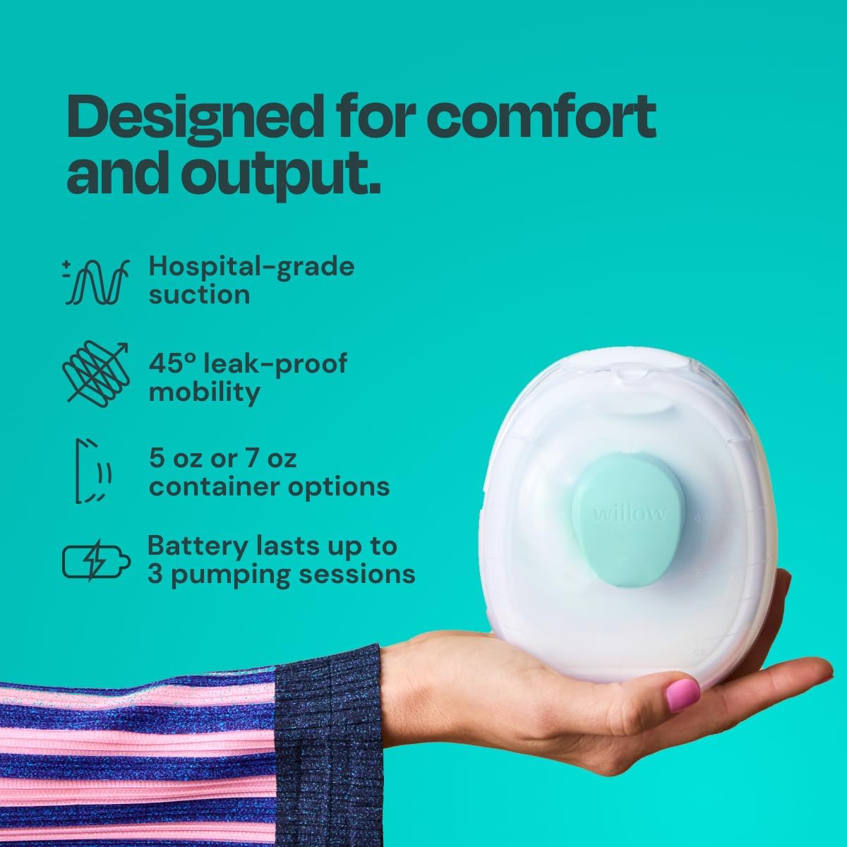 Willow Go - Hands Free Breast Pump - Wearable Breastfeeding Pump - Portable, Electric, Cordless, &