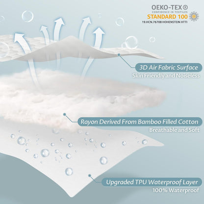 Twin XL Size Waterproof Mattress Protector Fitted Quilted Mattress Pad Cover with Deep Pocket Up to 15''