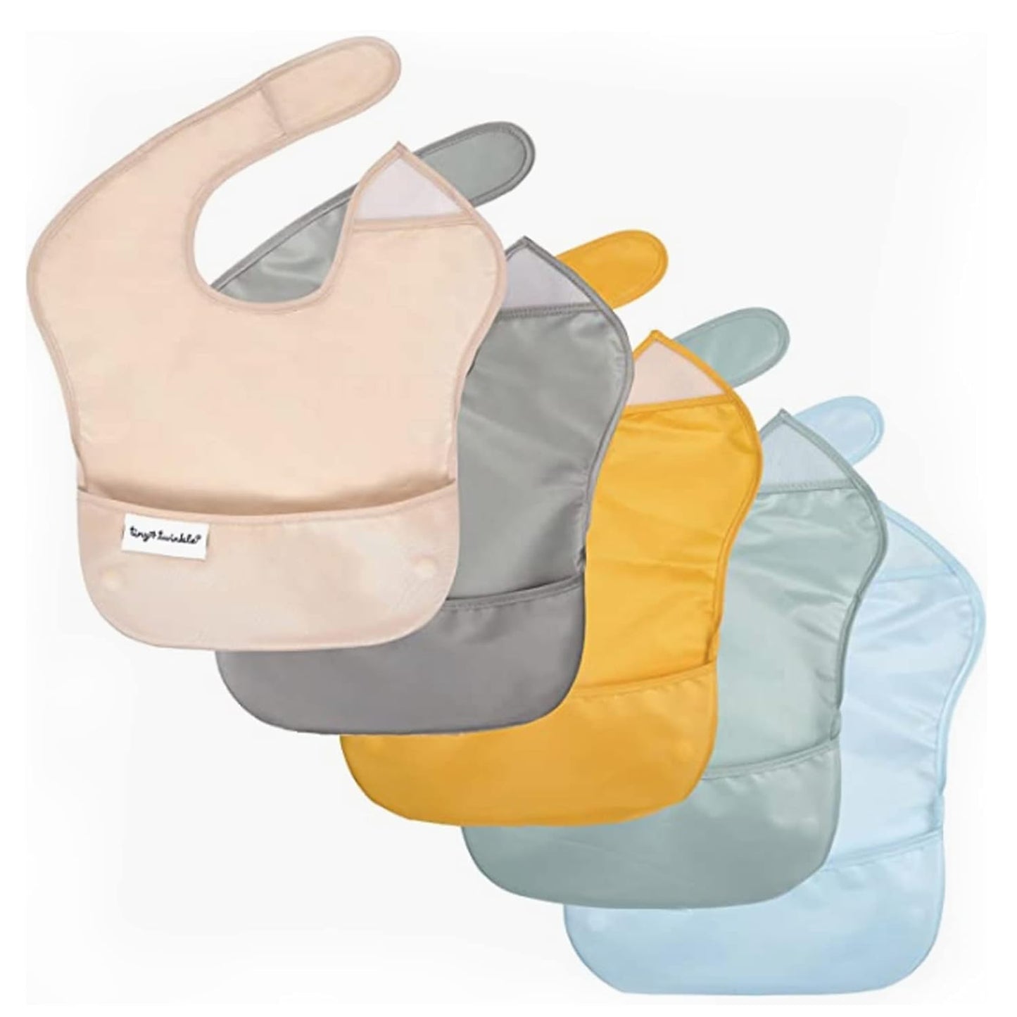 Tiny Twinkle Mess Proof Baby Bibs for Eating - Waterproof, Wipeable Bibs - Toddler Bibs - Travel