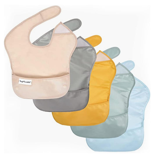 Tiny Twinkle Mess Proof Baby Bibs for Eating - Waterproof, Wipeable Bibs - Toddler Bibs - Travel