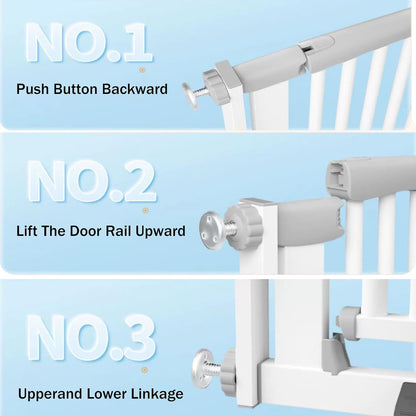 51 Inch Extra Tall Baby Gate Auto Close Cat Gate Adjustable 29.92"-43" Wide Pressure Mounted Pet Gate for Doorways,Stairs, House (White, 51.18 inch)