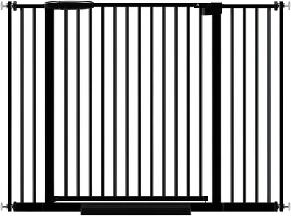 Extra Wide Baby Gate 30.11-77.36",Ultra Narrow 1.37" Spacing Dog Gate indoor,Double Lock Auto Close Pet Gate for House,Pressure Mounted Baby Gate Easy Walk Through Pet Gate for Hallway(Black)