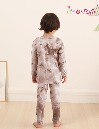 Jimonda Kids Soft Rayon From Bamboo Sleepwear Long Sleeve Boys Girls Pajama Outdoor 2-Piece tops&pant Casual sets Tie Dye PJ