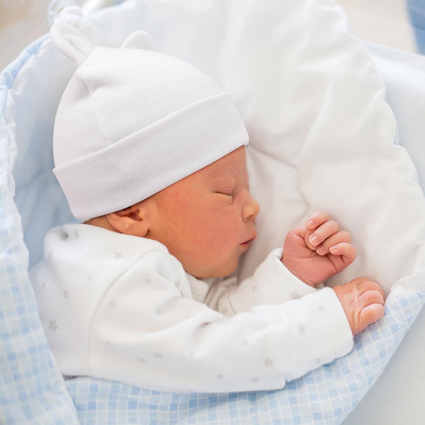 DRESHOW BQUBO 4 Pieces Baby Beanie Newborn Toddler Soft Cute Knit Hat Hospital Hats for Baby Boys Infant Cap Beanies