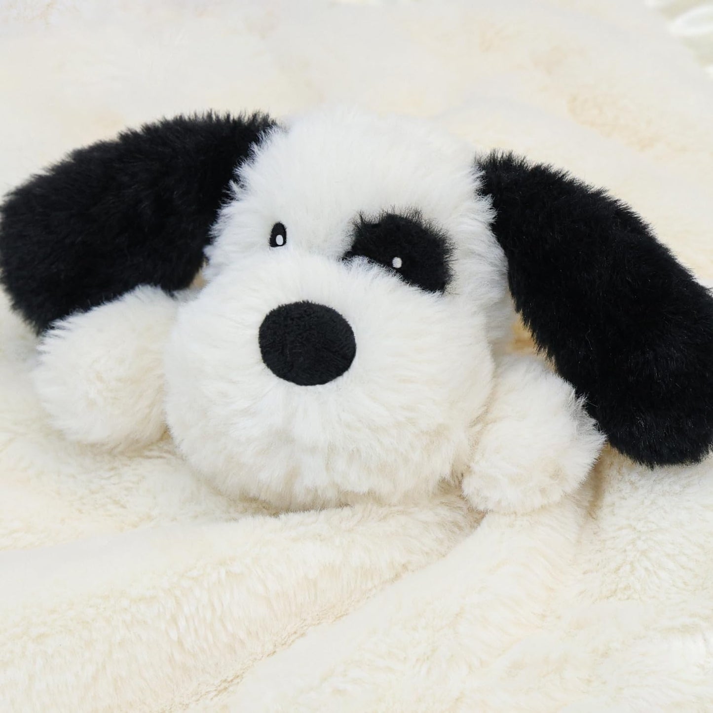 Puppy Baby Security Blanket for Toddler Infant Newborn Boys and Girls Soft Lovey Plush Fabric and Satin Backing, Black 13.5 Inch