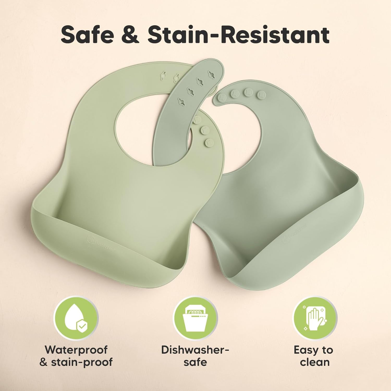 KeaBabies 2-Pack Silicone Baby Bibs for Eating - Sturdy Food-Grade Silicone Bibs for Babies Girl