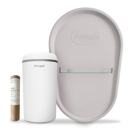 Changing Essentials Bundle - Squishy Changing Mat Taupe + Eco-Touch Diaper Bin + Better Bag Liners - Wipeable, Odor-Locking, Eco-Friendly, No Costly Refills