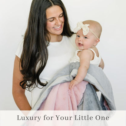 SARANONI Receiving Blankets for Babies Super Soft Boutique Quality Lush Luxury (Light Pink/Gray