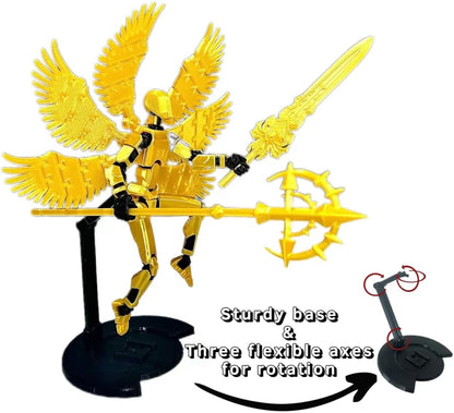 (Assembly Completed) T13 Action Figure Set, Titan 13 Action Figures, 3D Printed Dummy 13 Multi-Jointed Movable Robot Toy, Diy Lucky 13 Action Figure for Kids Adult Christmas Birthday Gifts(Laser gold)