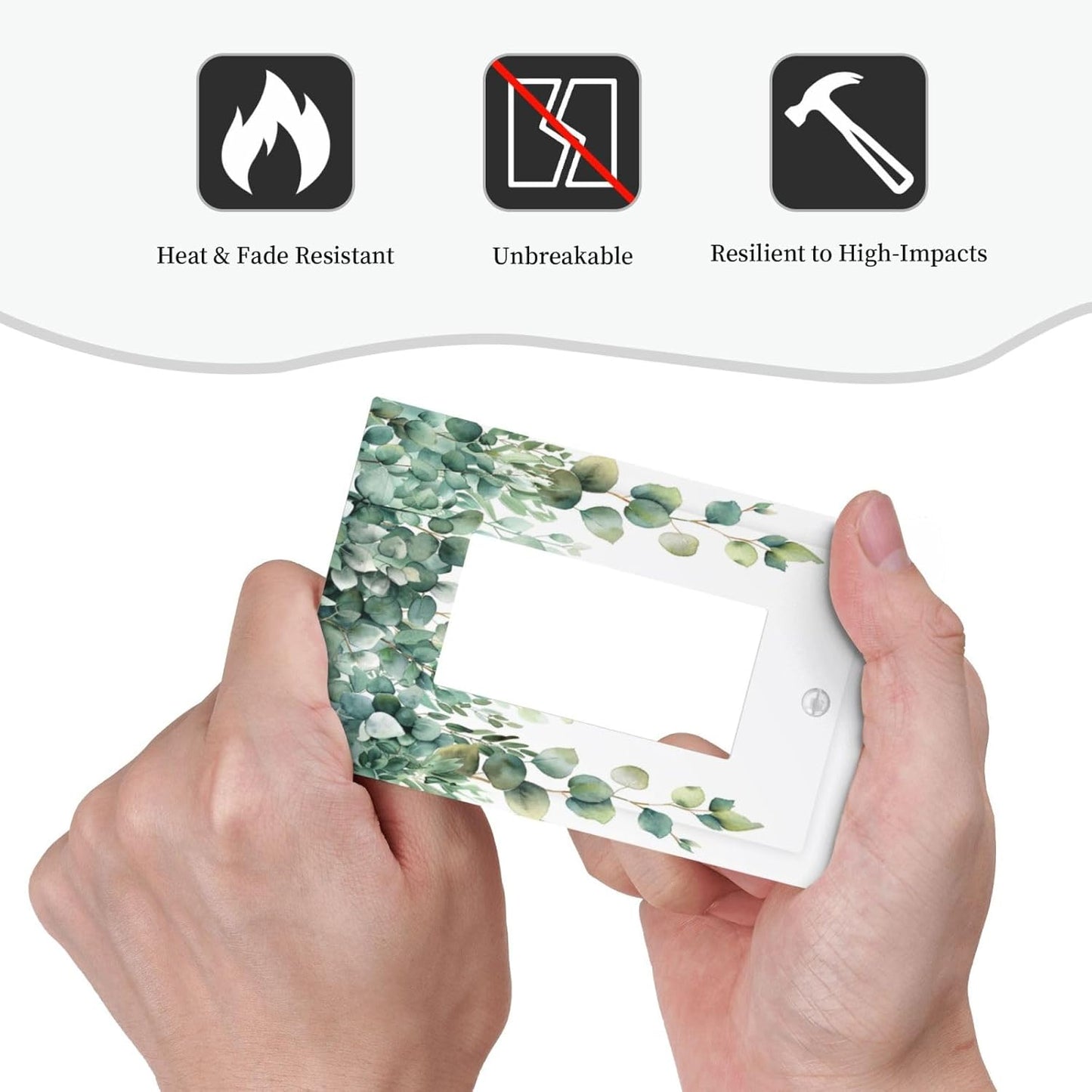 Decorative Outlet Covers Rustic Green Eucalyptus Leaves 1 Gang Single Decora GFCI Device Light Switch Covers Plate 1 Rocker Wall Plate Jumbo Faceplate for Country Bedroom Home Decor