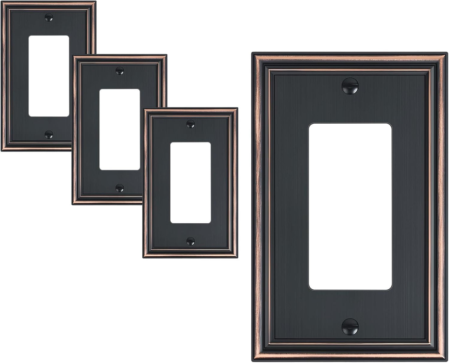 4-Pack Decorator Outlet Cover Plate, Aged Bronze Decorative Switch Plates and Outlet Covers