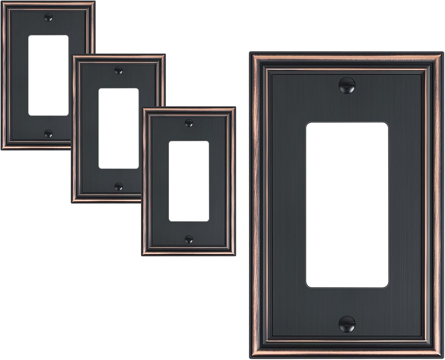 4-Pack Decorator Outlet Cover Plate, Aged Bronze Decorative Switch Plates and Outlet Covers