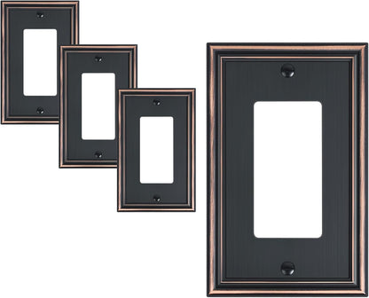 4-Pack Decorator Outlet Cover Plate, Aged Bronze Decorative Switch Plates and Outlet Covers