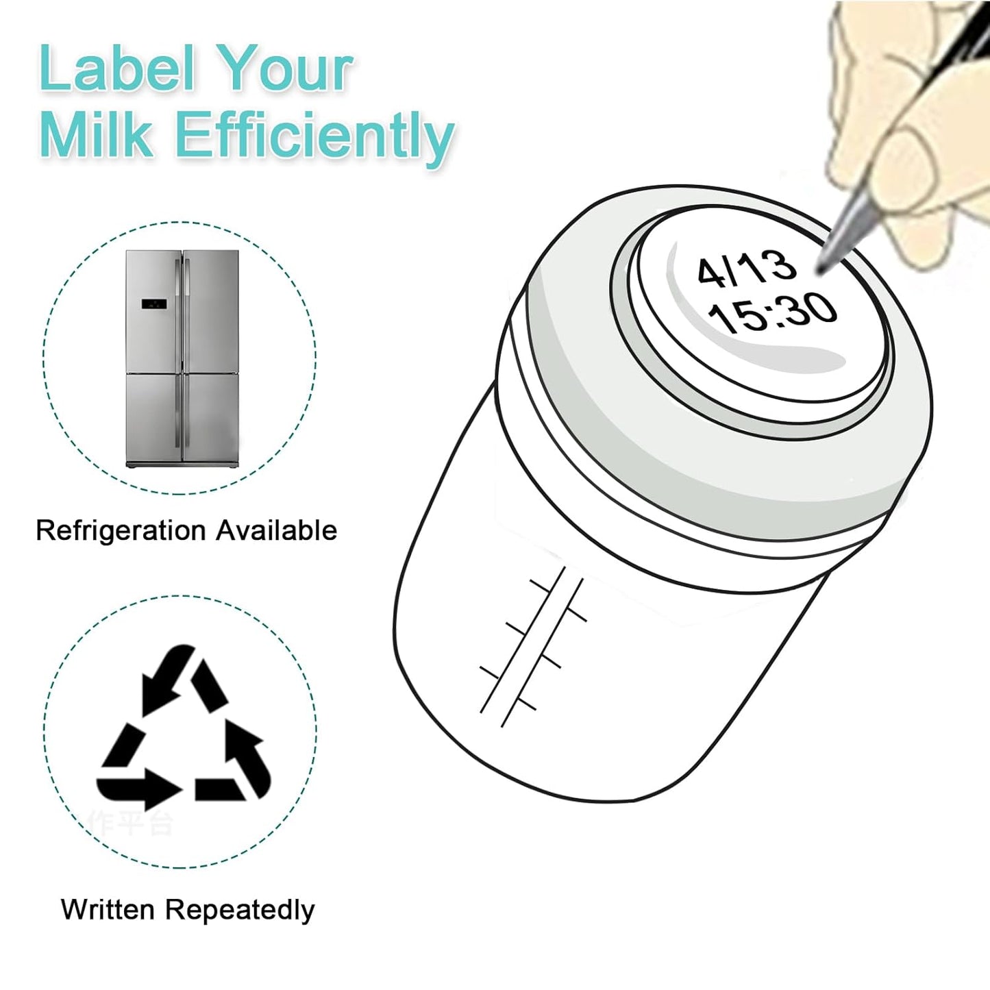 COMI Wide Neck Glass Breastmilk Collection n Storage Bottle, 8oz with Screw Ring Sealing Disk;