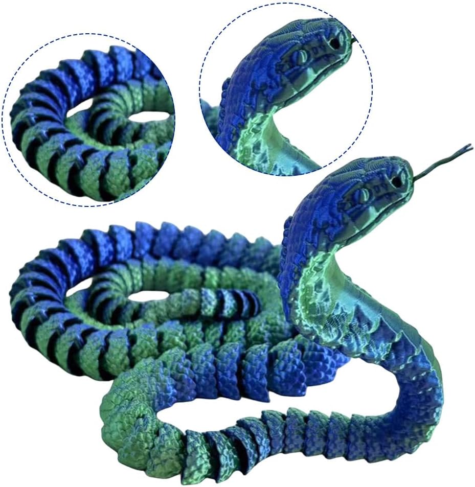 3D Printed Snake Cobra-3D Printed Animals Fidget Toy Creative 3D Printed Animals Articulated Snake Collectibles Home Office Executive Desk Decor