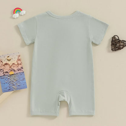 Merqwadd Baby Boy Girl 2 Pack Romper Short Sleeve Zipper Jumpsuit Plain Summer Clothes