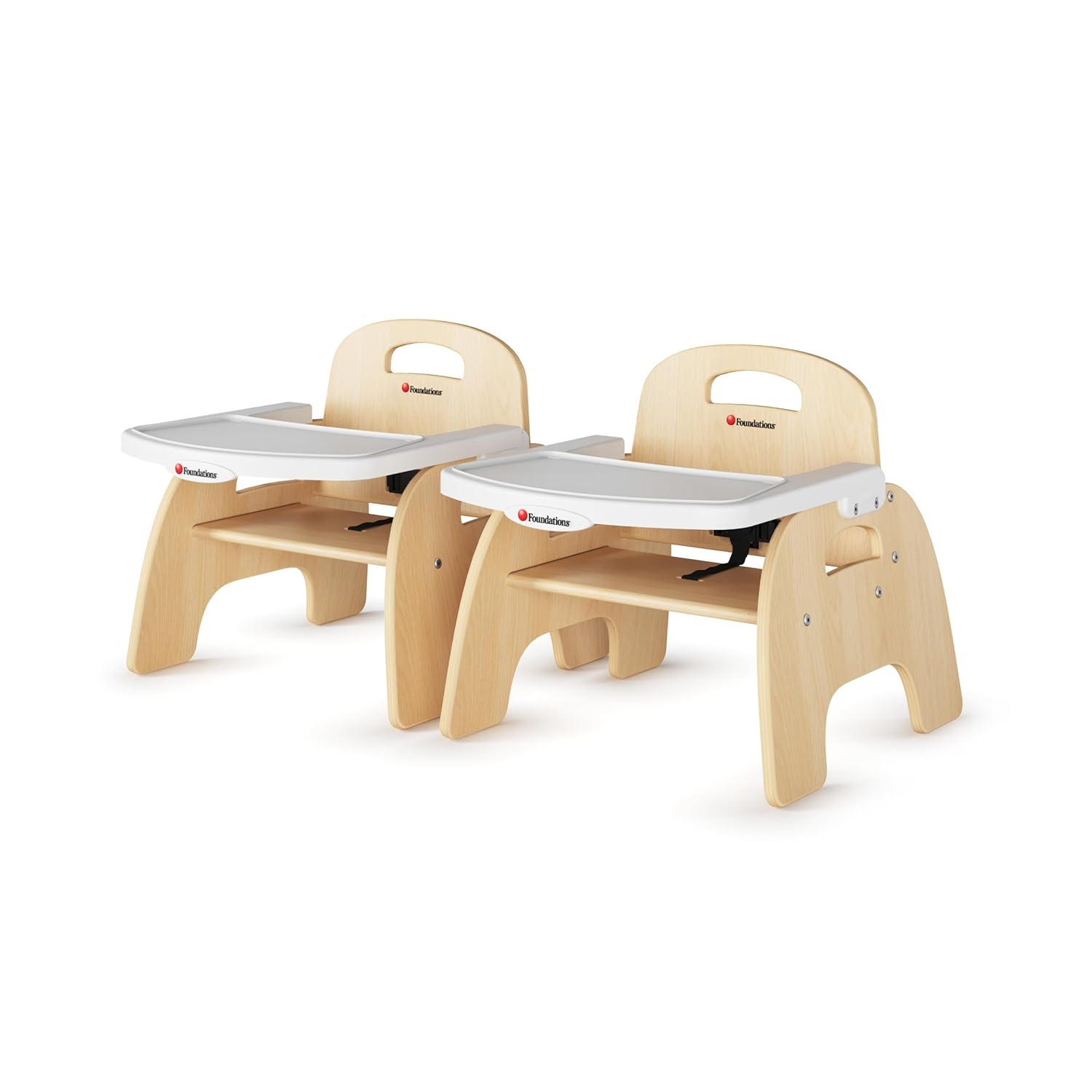 Foundations Easy Serve Low Wood Feeding Chairs Multipack, Adjustable Harness, Removable Dishwasher