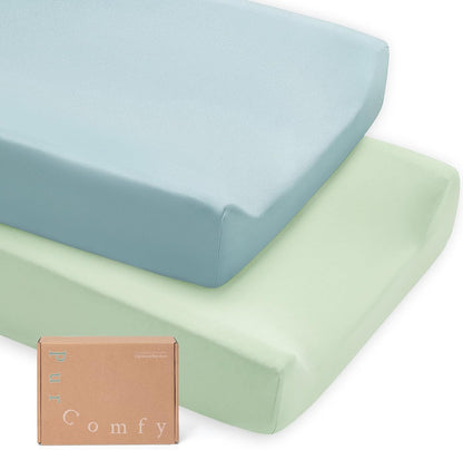 Supersoft Diaper Changing Pad Covers, 2-Pack Premium Bamboo Viscose Change Table Pad Covers for Baby Girls and Boys, Hypoallergenic Stretchy Changing Table Cover Sheets