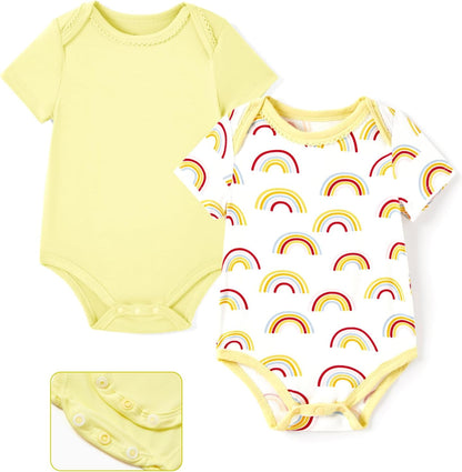 PATPAT Baby Bodysuits Supersoft Bamboo Viscose - Short Sleeve Boys and Girls - Newborn Infant Unisex Clothes Pack