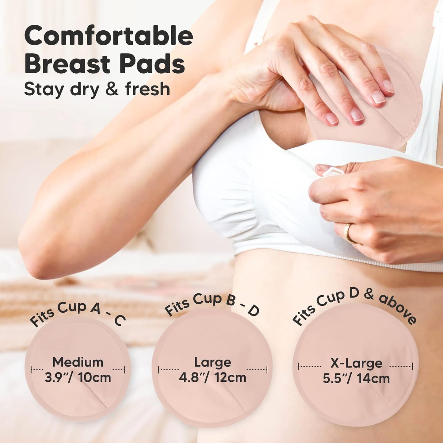 Organic Nursing Pads - 14 Washable Viscose Derived from Bamboo Breastfeeding Pads, Wash Bag