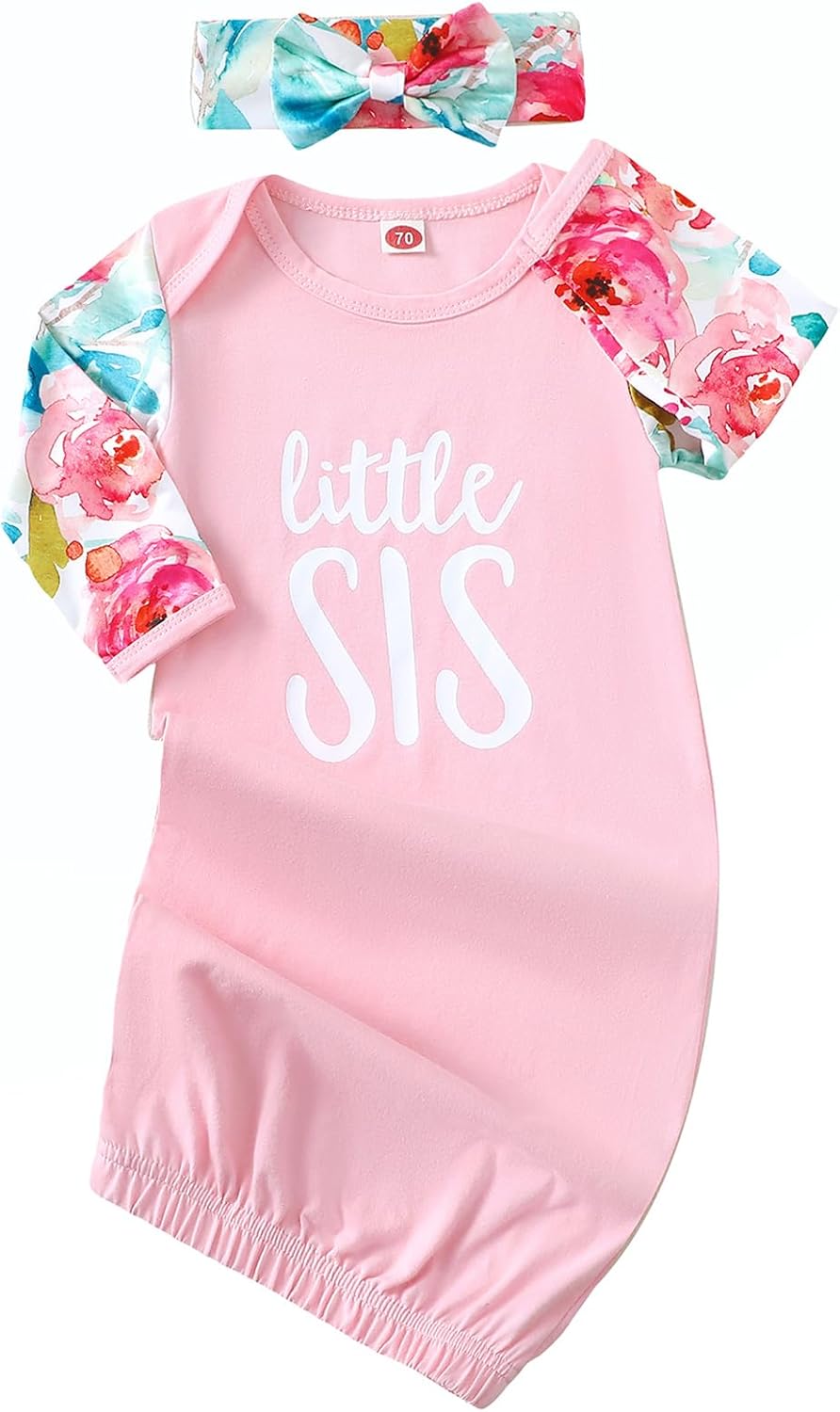 AMAWMW Newborn Baby Girl Little Sister Sleeper Gown Stripe Long Sleeve Nightgown Pajamas Gifts Stuff Essential Outfit