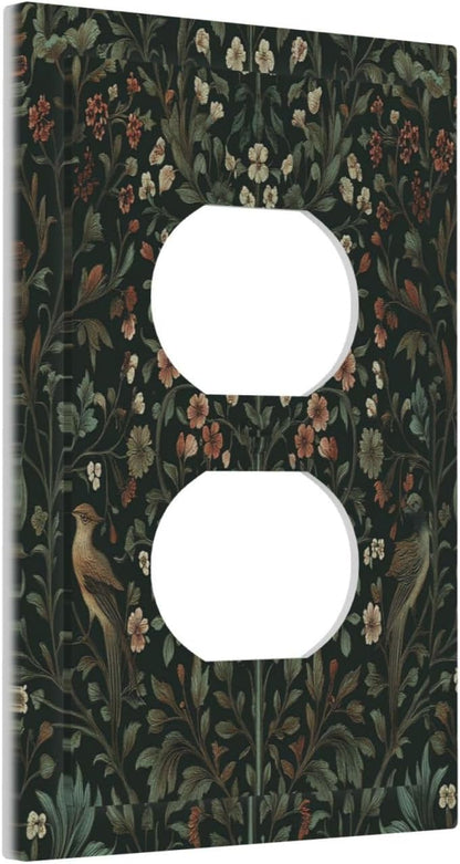 Outlet Covers Vintage Morris Colorful Flower Green Leaf 1 Gang Duplex Light Switch Cover Decorative