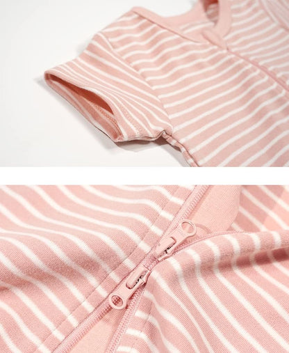 Teach Leanbh Toddler Baby Boys Girls 2-Pack Pajamas Cotton 2 Way Zipper Short Sleeve Footless Romper Sleep and Play