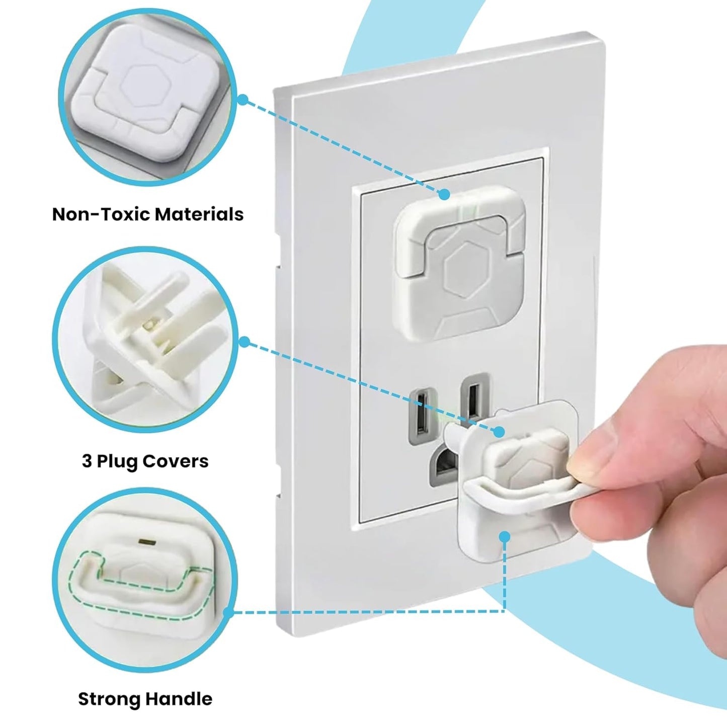 Outlet Covers Baby Proofing with Pull Handle - Plug Covers Baby Proofing- White Baby Proof Outlet Covers 3 Prong Child Proof Outlet Cover (White, 10 Count)
