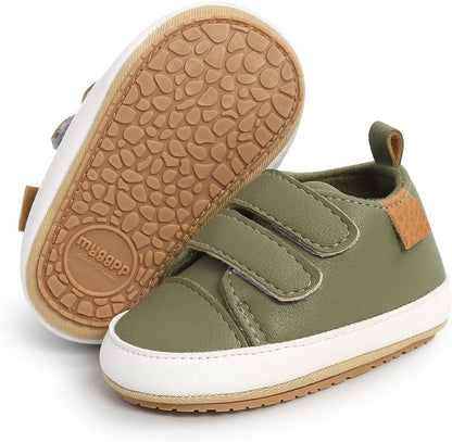SOFMUO Baby Boys Girls High Top Ankle PU Leather Sneakers Soft Rubber Sole Infant Moccasins Newborn Oxford Loafers Anti-Slip Toddler Wedding Uniform Dress Shoes