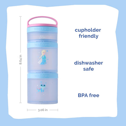 Whiskware Disney Princess Frozen, Stackable Snack Containers for Kids, 3 Stackable Snack Cups for