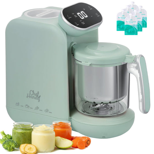 Chefhandy 5-in-1 Baby Food Maker with Stainless Steel Steam Basket, Green