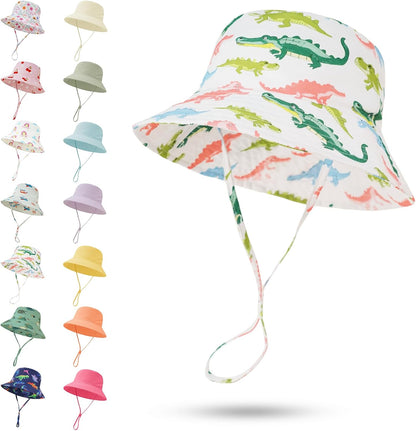 Baby Sun Hat 0-6 Years Toddler Boys Girls Adjustable Bucket Hats Kids Bucket Hats UPF 50+ Wide Brim Beach Swim Pool