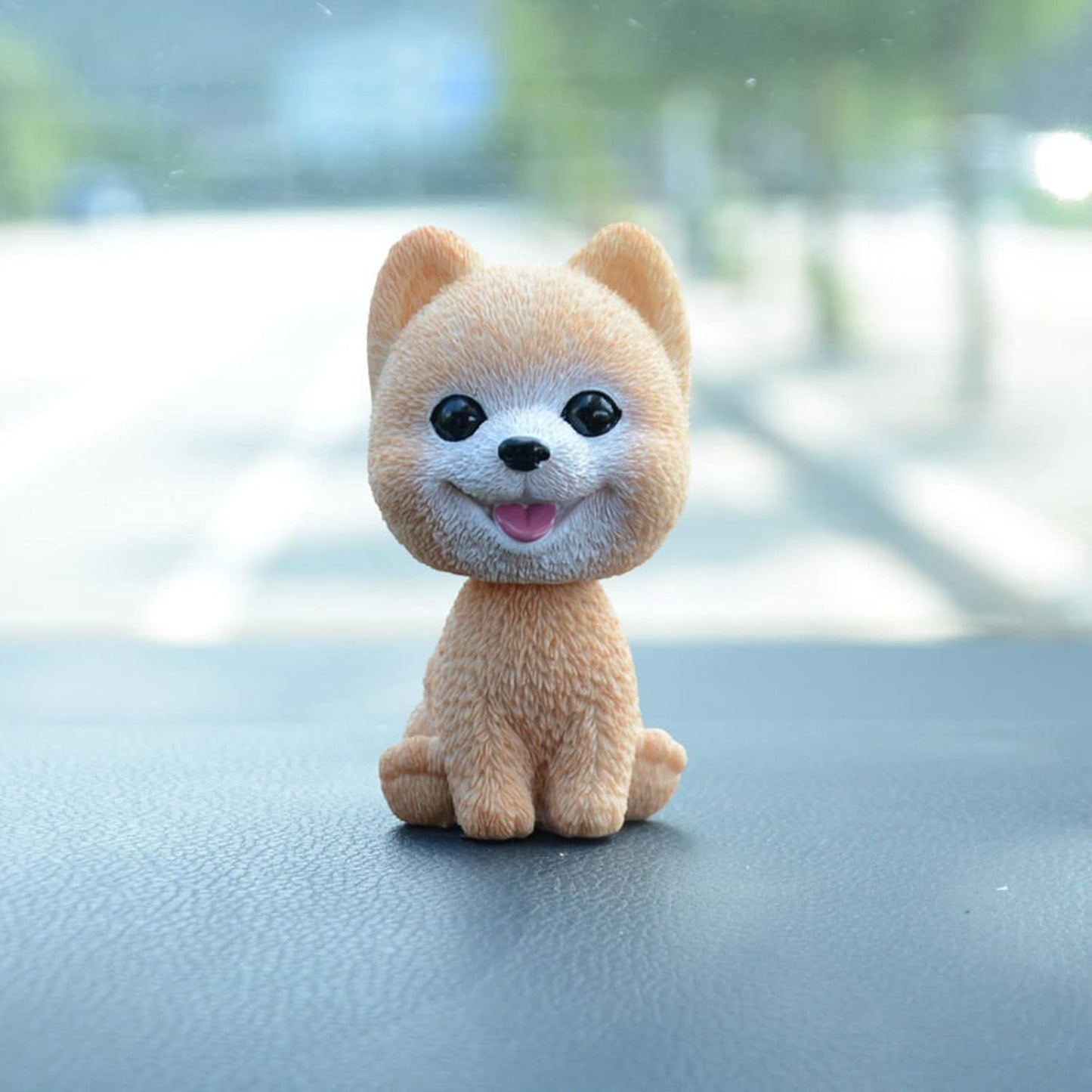 Resin Bobbing Head Dog Figurines Mini Bobblehead Puppy for Home Office Desk Car Dashboards Decor Ornaments (Pomeranian)