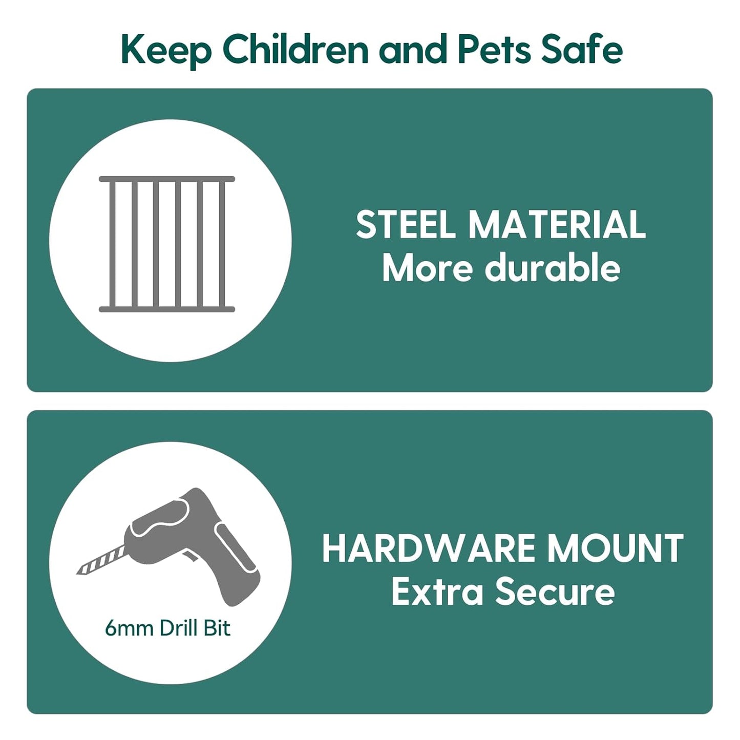 Babelio 26-43" No Bottom Bar Baby Gate for Babies, Elders and Pets, 2-in-1 Hardware Mount Dog Gate for The House, Stairs and Doorways, with Large Walk Thru Door, Brown Wood Pattern