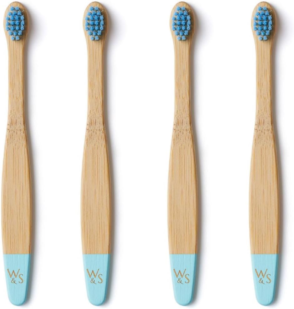 Wild & Stone Organic Baby Bamboo Toothbrushes | 4 Pack | Soft Bristles | 100% Compostable Handle |