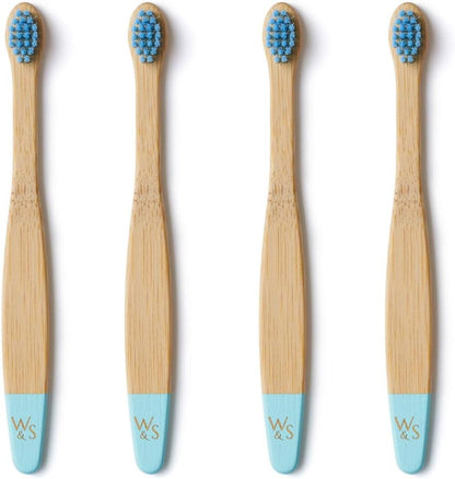 Wild & Stone Organic Baby Bamboo Toothbrushes | 4 Pack | Soft Bristles | 100% Compostable Handle |