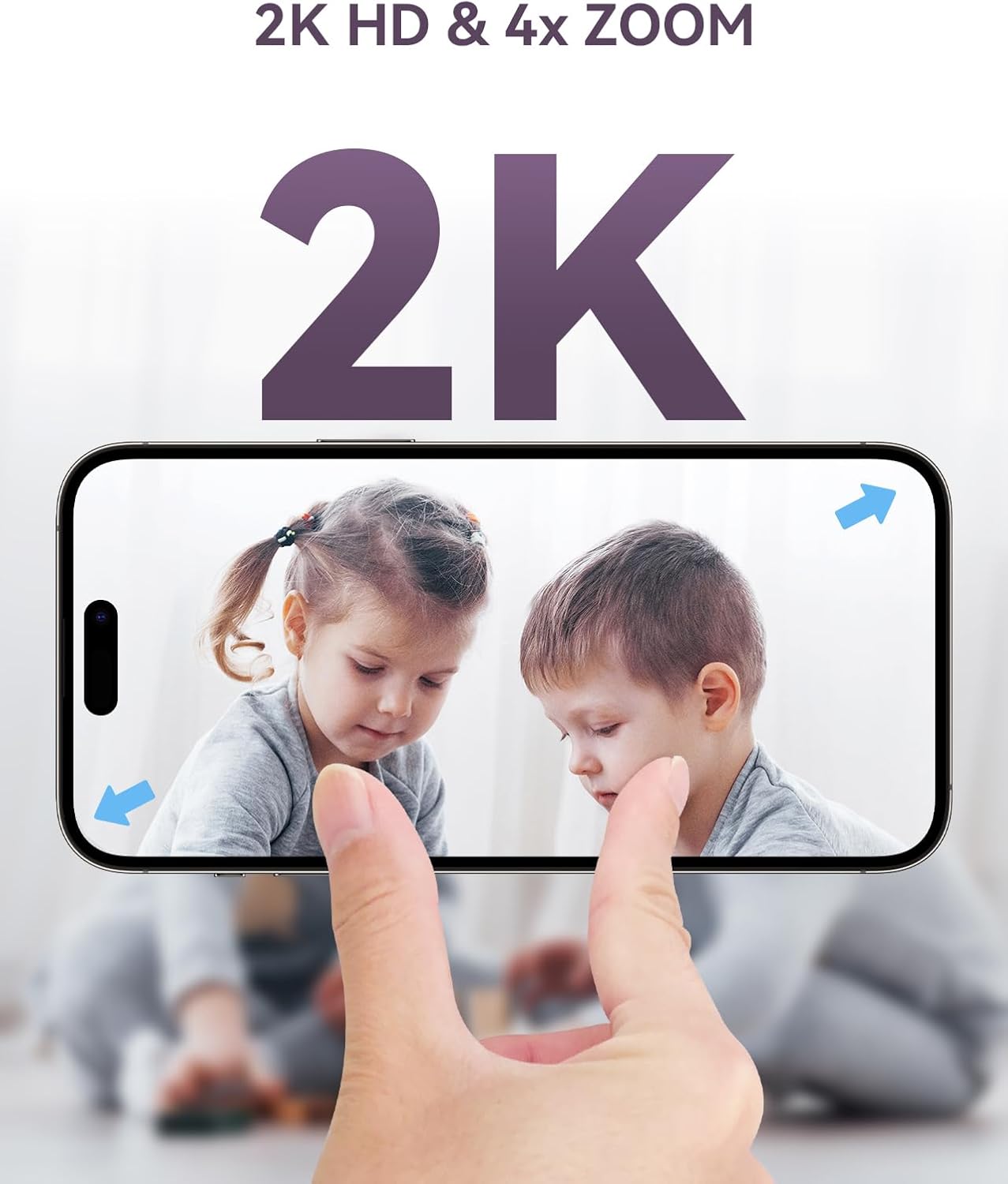 Baby/Pet Monitor for Indoor Security, Monitoring with Smart Phone app, 2K QHD Resolution, Auto Tracking/Motion Dection, 2-Way Audio Talk, Night Vision, Pan-Tilt Camera