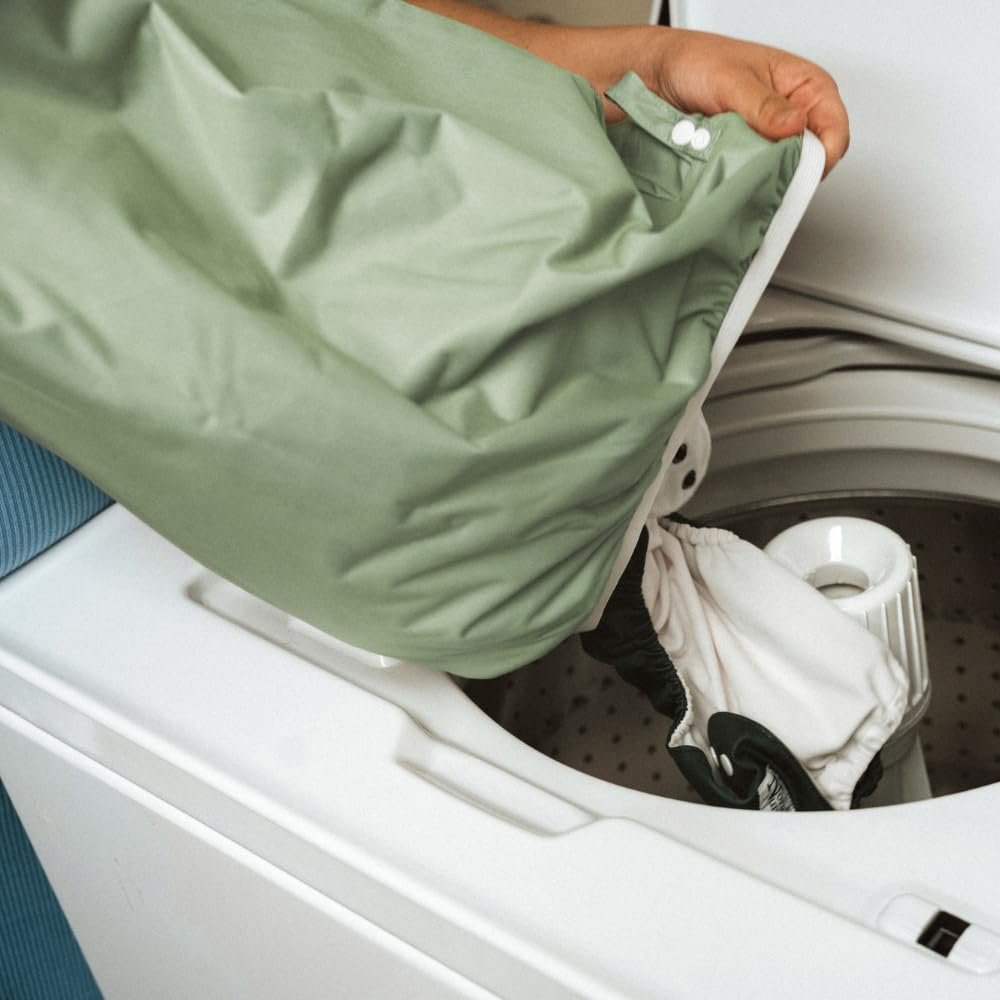 Nora's Nursery Pail Liner for Cloth Diapers - Reusable and Washable - Fits all Standard Diaper Pails - Waterproof Pail Liner with Strap for Diaper Pails, Laundry & Kitchen Garbage Cans (Garden - 2 Pk)