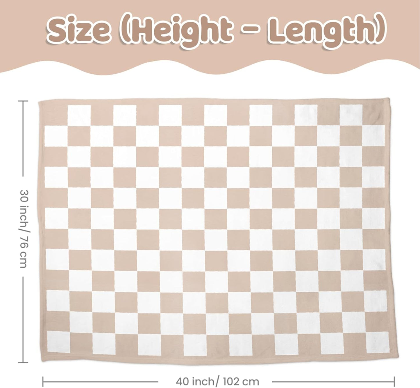 Checkered Minky Baby Blanket 30 x 40 Inches for Boys Girls, Soft Plush Receiving Blanket with