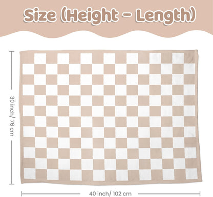 Checkered Minky Baby Blanket 30 x 40 Inches for Boys Girls, Soft Plush Receiving Blanket with