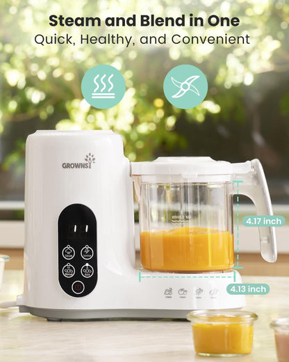 GROWNSY Baby Food Maker with Steam Basket, One Step Baby Food Processor Steamer Puree Blender
