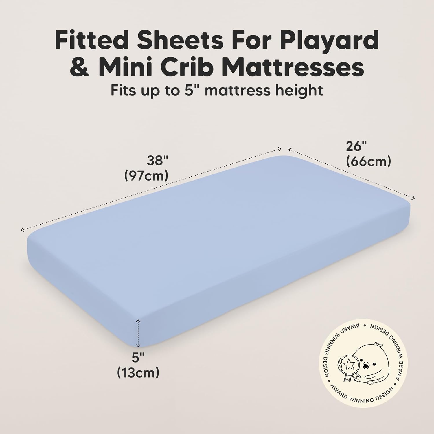 2-Pack Mini Crib Sheets Fitted - 38x26 Pack N Play Sheets for Pack and Play Mattress, Organic
