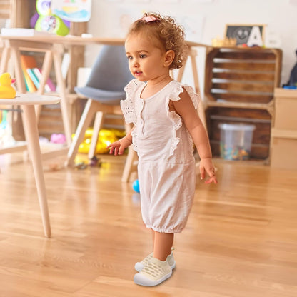 Baby First-Walking Shoes 1-4 Years Kid Shoes Trainers Toddler Infant Boys Girls Soft Sole Non Slip Cotton Canvas Mesh Breathable Lightweight TPR Material Slip-on Sneakers Outdoor